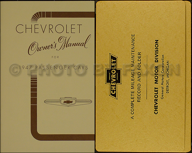 1947 Chevrolet Car Reprint Owner's Manual Package