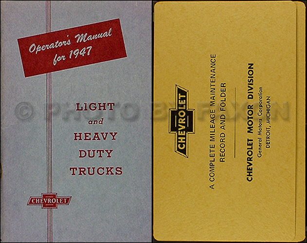 1947 Chevrolet Pickup & Truck Reprint Owner's Manual Package