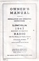 1947 Lincoln Radio Installation and Owner Operating Manual Reprint