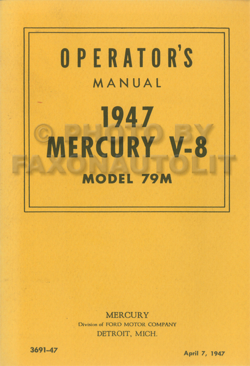 1947 Mercury Owner's Manual Reprint