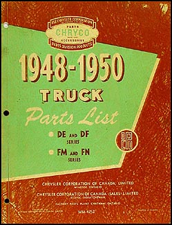 1948-1950 Canada & Export Truck Parts Book Orig. Dodge Fargo De Soto