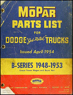 1948-1953 Dodge Pickup and Truck Parts Book Original B1 B2 B3 B4