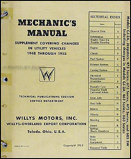 1948-1953 Willys Repair Manual Original Supplement
