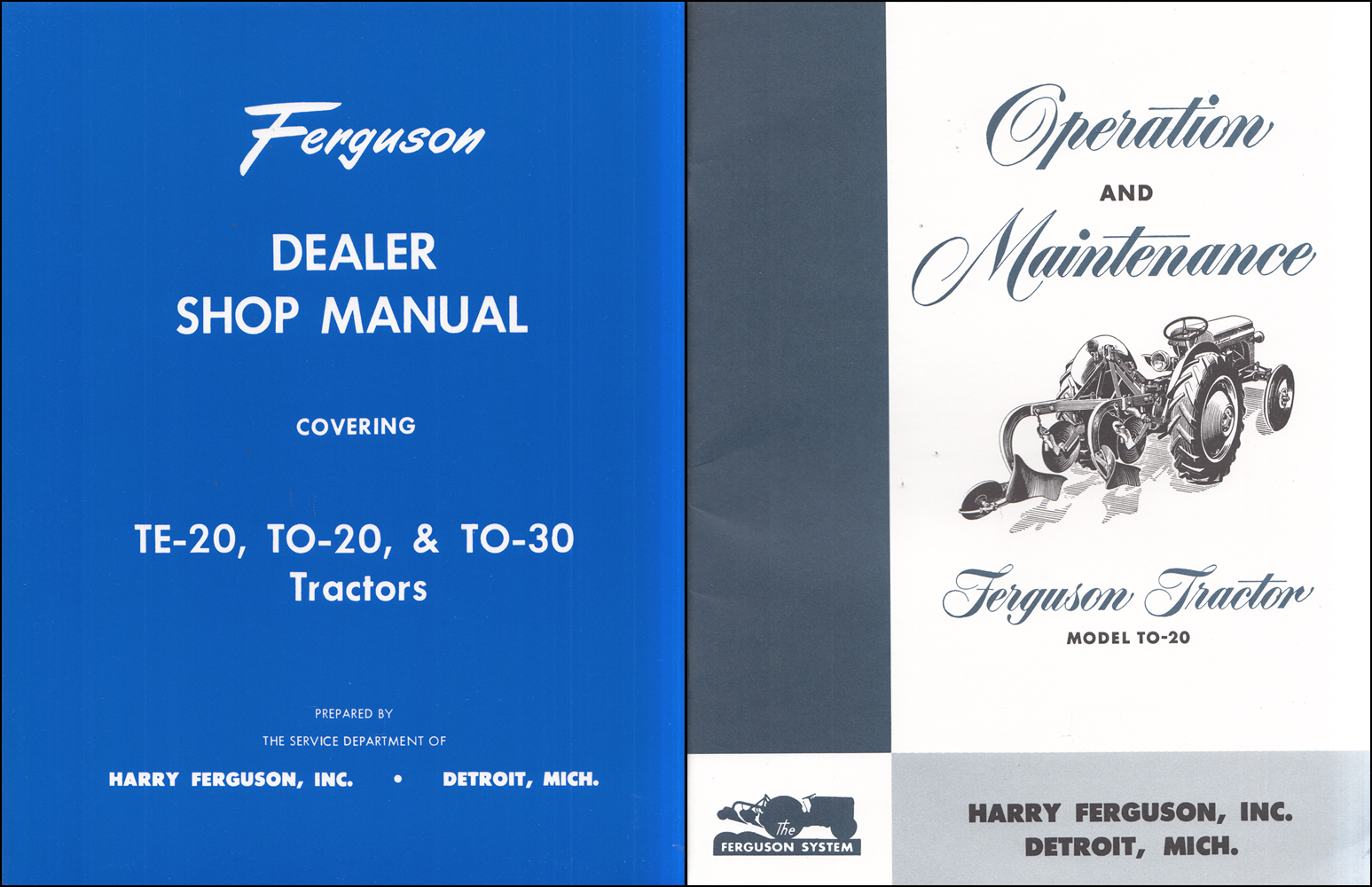 1948-1951 Ferguson TO 20 Set of 2 Manuals Reprint