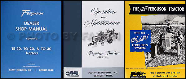 1948-1951 Ferguson TO 20 Manuals and Brochure Set of 3 Reprints