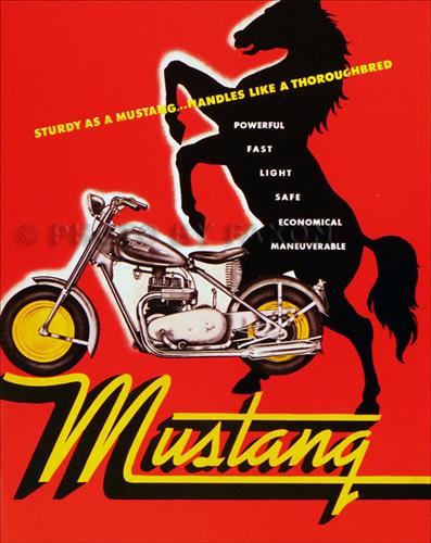 1948-1961 Mustang Motorcycle Foldout Sales Brochure Reprint