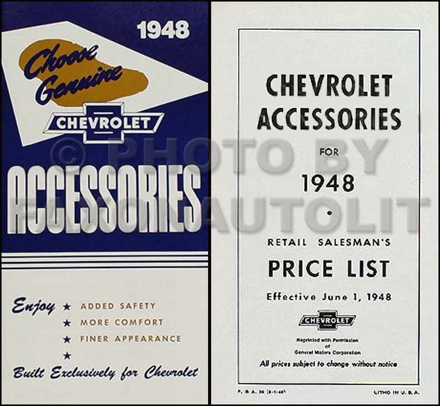 1948 Chevrolet Car Reprint Accessory Catalog Set