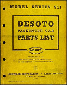 1946-1948 De Soto Parts Book Original S11 DeSoto
