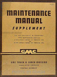 1948 GMC 100-450 Repair Manual Original Supplement