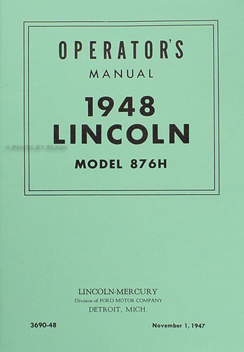 1948 Lincoln Owner's Manual Reprint