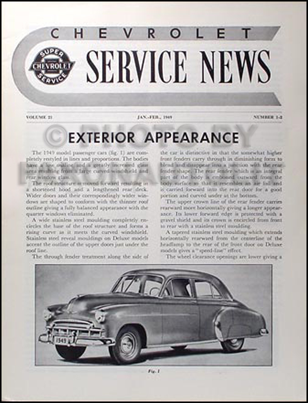 1949-1950 Chevrolet Reprint Service News - hard to find 49-50 Chevy