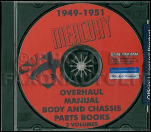 1949-1950-1951 Mercury CD-ROM Shop Manual & 49-50 Parts Books