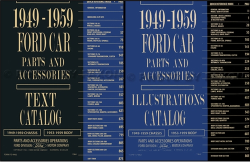 1953-1959 Ford Car Illustrated Parts Book Reprint Set