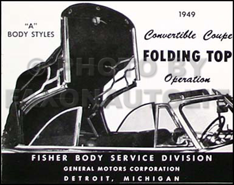 1949 GM Convertible Top Owner's Manual Reprint