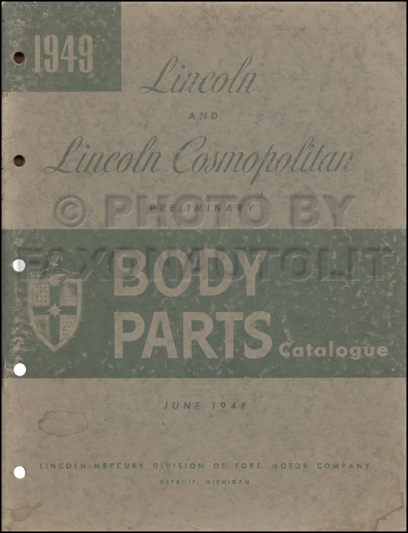 1949 Lincoln & Cosmopolitan Preliminary Body Parts Book Original