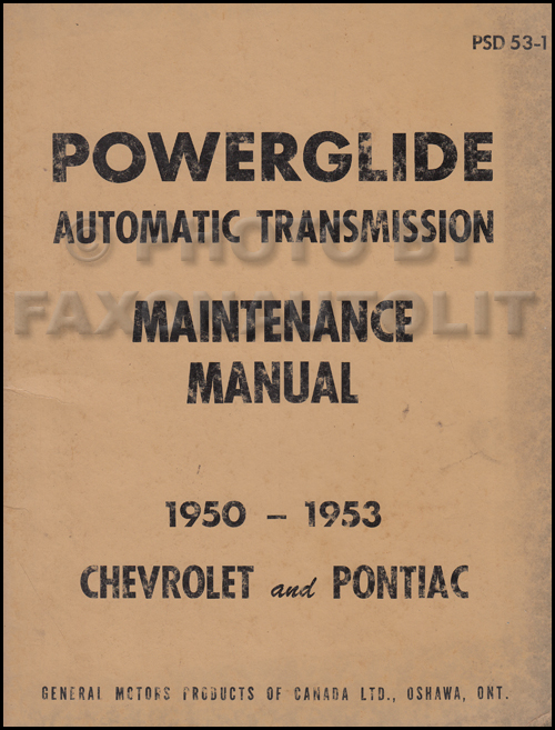 1950-1953 Chevy Pontiac Powerglide Automatic Transmission Manual Original Canadian