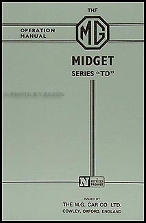 1950-1953 MG Midget TD Owner's Manual Reprint