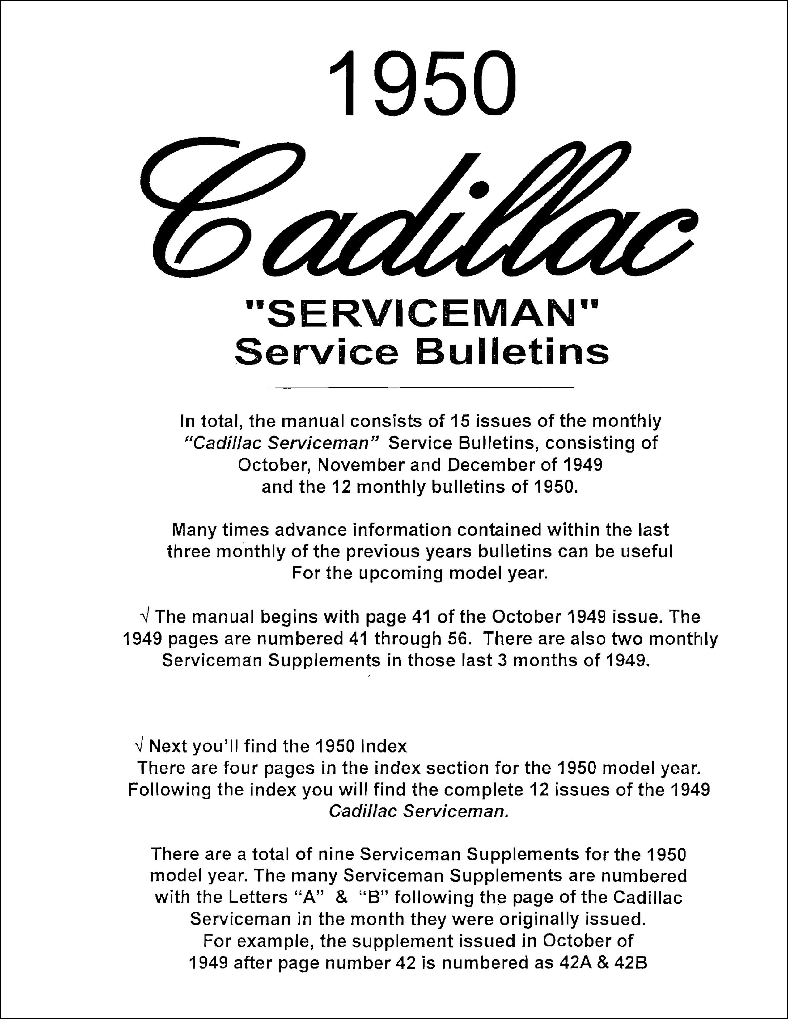 1950 Cadillac Service Bulletins Reprint