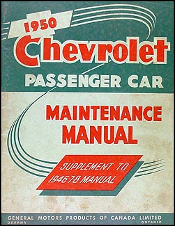 1950 Chevrolet CANADIAN Shop Manual Original Supplement