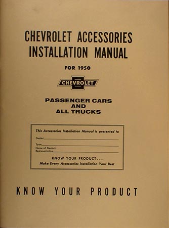 1950 Chevrolet Accessories Installation Manual Reprint