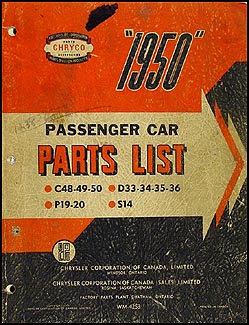 1950 Chryco CANADIAN Parts Book Orig. Chrysler De Soto Dodge Plymouth