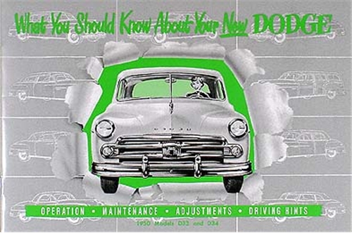 1950 Dodge Car Owner's Manual Reprint