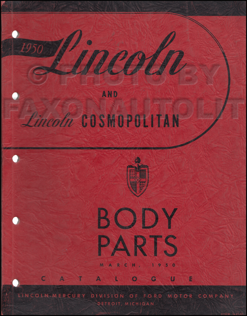 1950 Lincoln & Cosmopolitan Body Parts Book Original