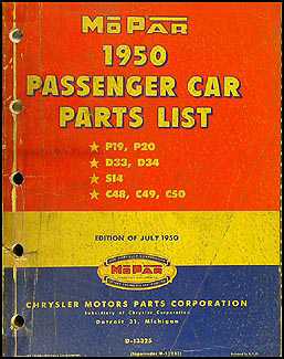 1950 MoPar Parts Book Original