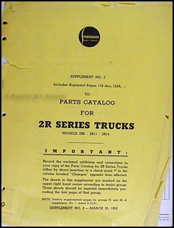 1951-1952 Studebaker 2R Series Trucks Parts Catalog Supplement #2
