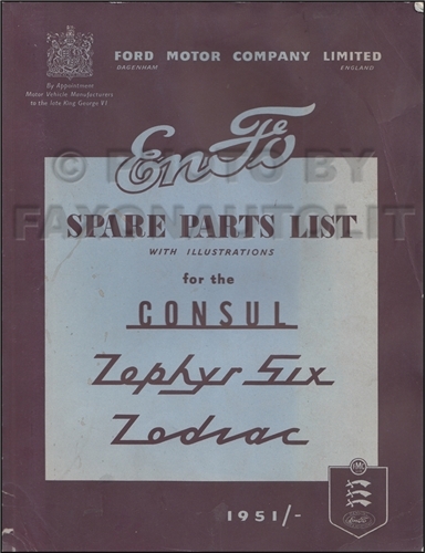 1951-1956 Ford Parts Book Original Consul Zephyr Zodiac