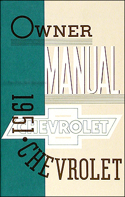 1951 Chevrolet Car Reprint Owner's Manual 51 Chevy
