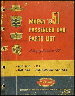 1951 MoPar Parts Book Original