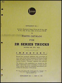 1951 Studebaker 2R Series Trucks Parts Catalog Supplement #1