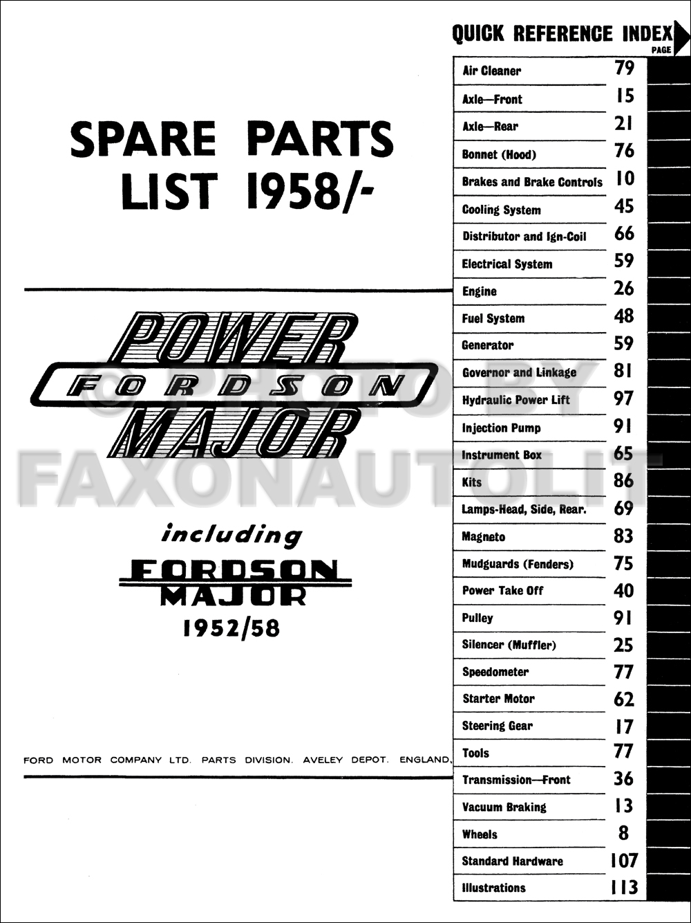FORDSON MAJOR 1953-1961 Tractor Repair Shop Manual 