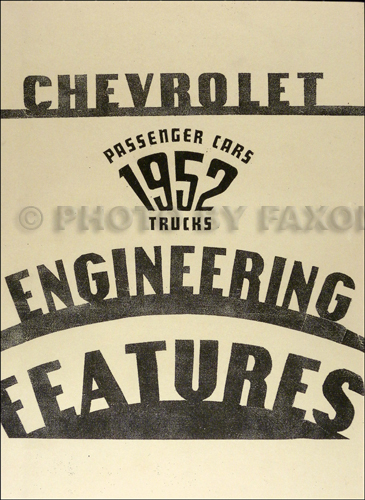 1952 Chevrolet Car and Truck Engineering Features Manual Reprint