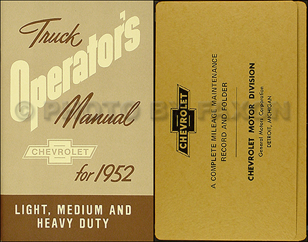 1952 Chevrolet Pickup and Truck Reprint Owner's Manual Package