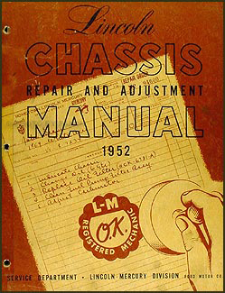 1952 Lincoln Mechanical Repair Manual Original
