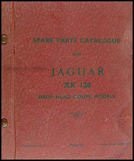 1953-1954 Jaguar XK120 Convertible Parts Book Original Supplement