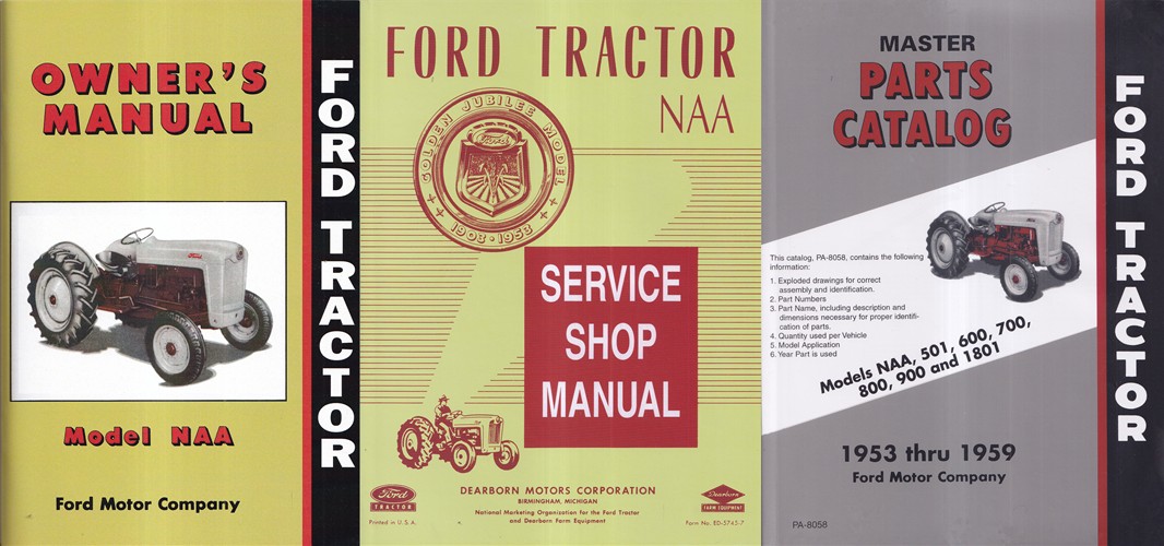 1953-1955 Ford NAA Tractor 3 Manual SET Reprint