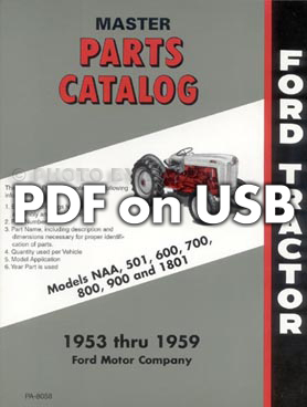 USB 1953-1959 Ford Tractor Illustrated Parts Catalog NAA 600-1801