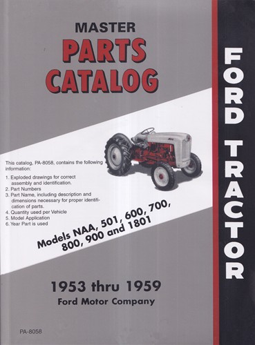 1953-1959 Ford Tractor Illustrated Master Parts Catalog Reprint