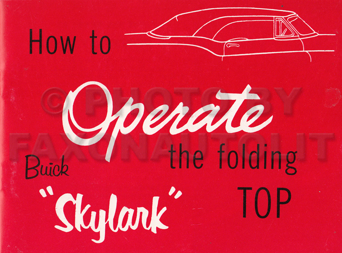 1953 Buick Skylark Convertible Top Owner's Manual Reprint