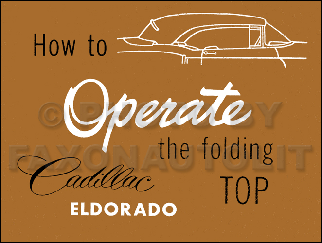 1953 Cadillac Eldorado Convertible Top Owner's Manual Reprint