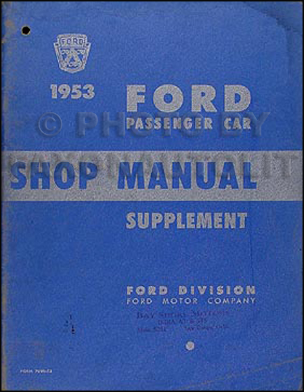 1953 Ford Car Shop Manual Supplement Original