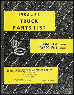 1954-1955 Canadian Dodge Truck and Fargo Parts Book Original