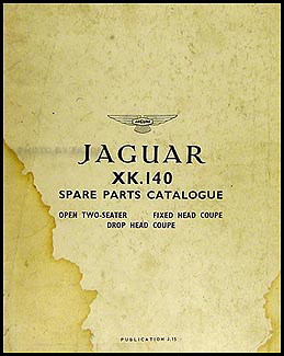Jaguar XK 120 1954 Auto Parts Libro Catálogo Manual De Papel 
