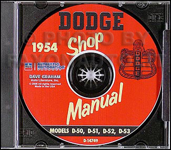 1954 Dodge Car Shop Manual on CD-ROM 54