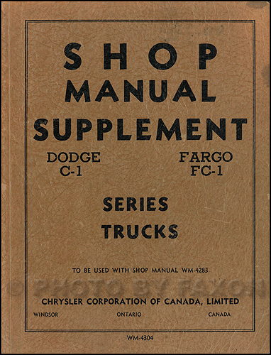 1954-1955 Dodge Truck & Fargo CANADIAN Repair Manual Original 
