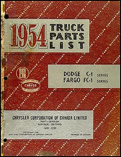 1954 Canadian Dodge Truck and Fargo Parts Book Original