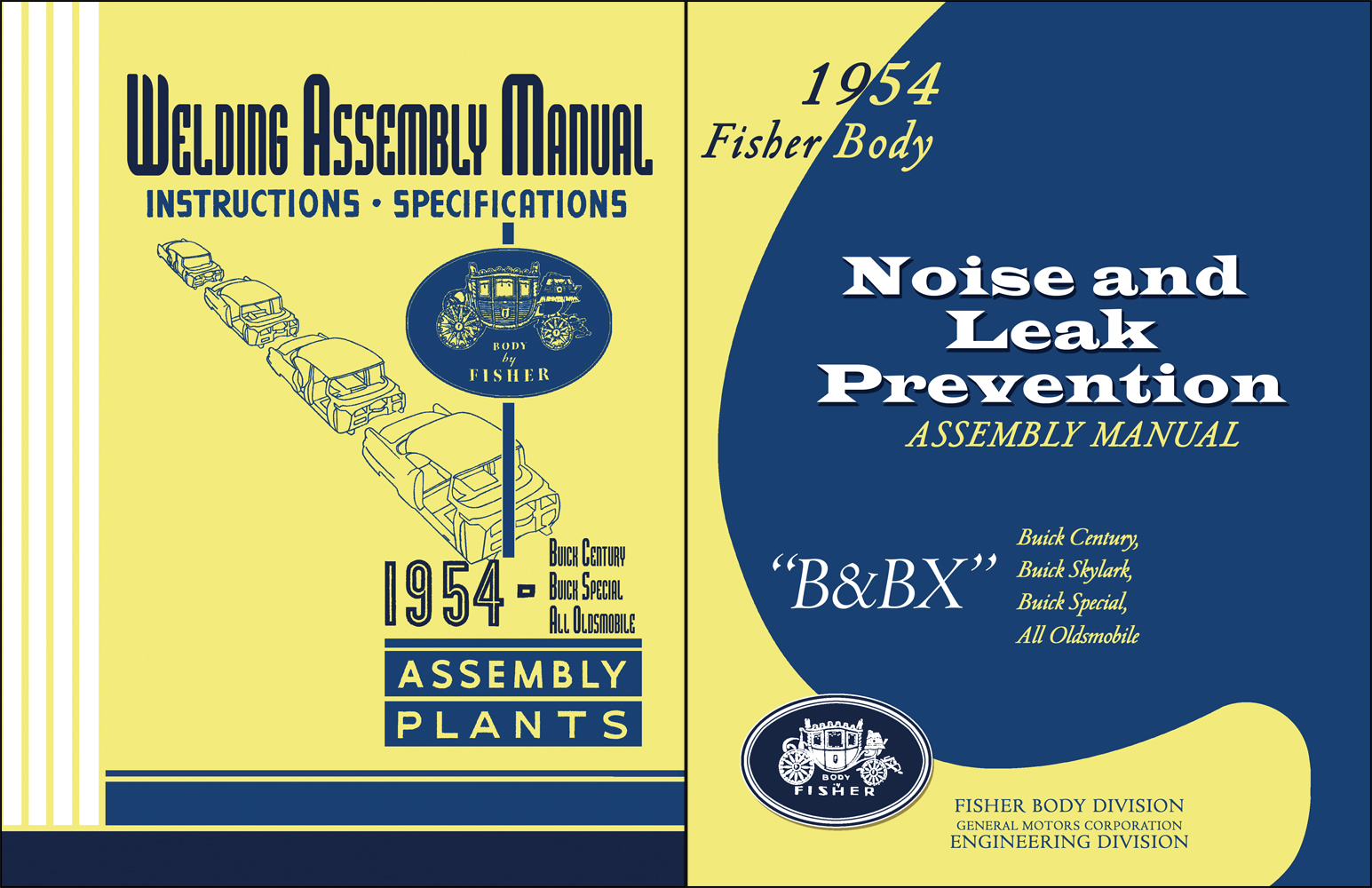 1954 Fisher Body Assembly Manual Set Noise & Leak Prevention and Welding Reprints